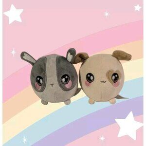 2 Squeezamals Stress Ball Plush Bunny Dog Beth Dasie Stuffed Animals Pets Mini